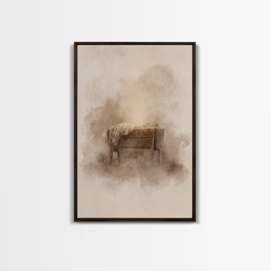 Silent Manger – Framed Canvas Print – Christian Wall Art – Christian Art Canvas – Christmas Art – Subtle Christian Art – Christian Decorati