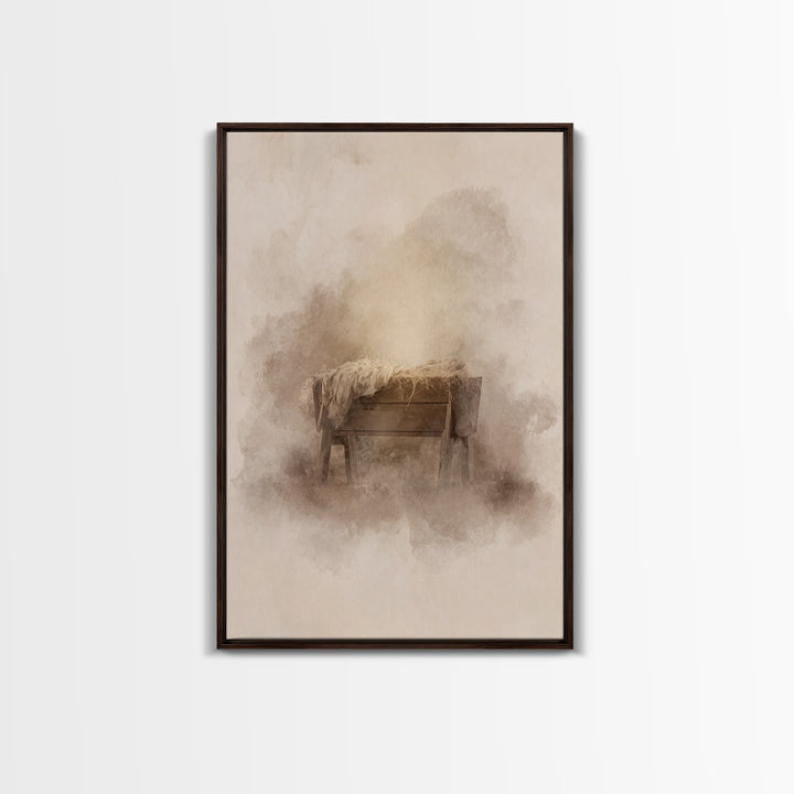 Silent Manger – Framed Canvas Print – Christian Wall Art – Christian Art Canvas – Christmas Art – Subtle Christian Art – Christian Decorati