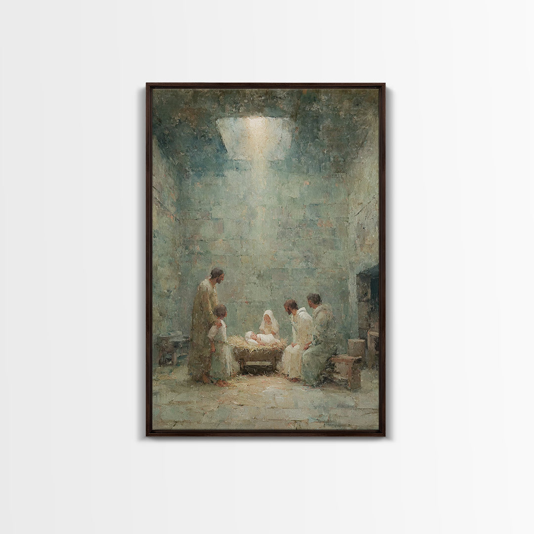 Blessed Nativity, Framed Canvas Print, Christian Wall Art, Christian Christmas Art, Christmas Wall Art, Christian Art Print, Christian Chri