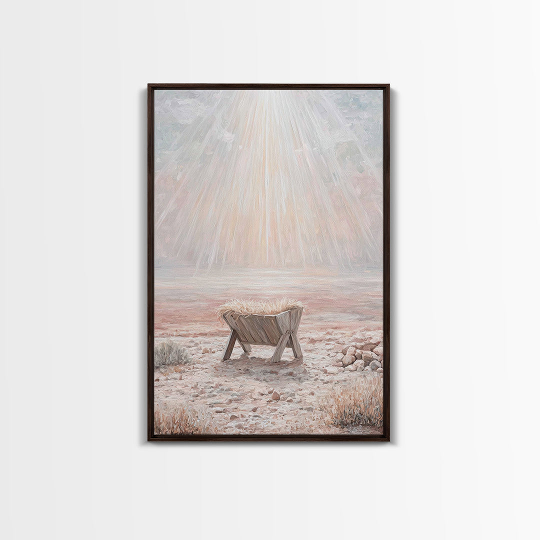 Glory In The Manger | Framed Canvas Print | Christian Wall Art | Christian Art Canvas | Christmas Art | Modern Christian Art | Christian De