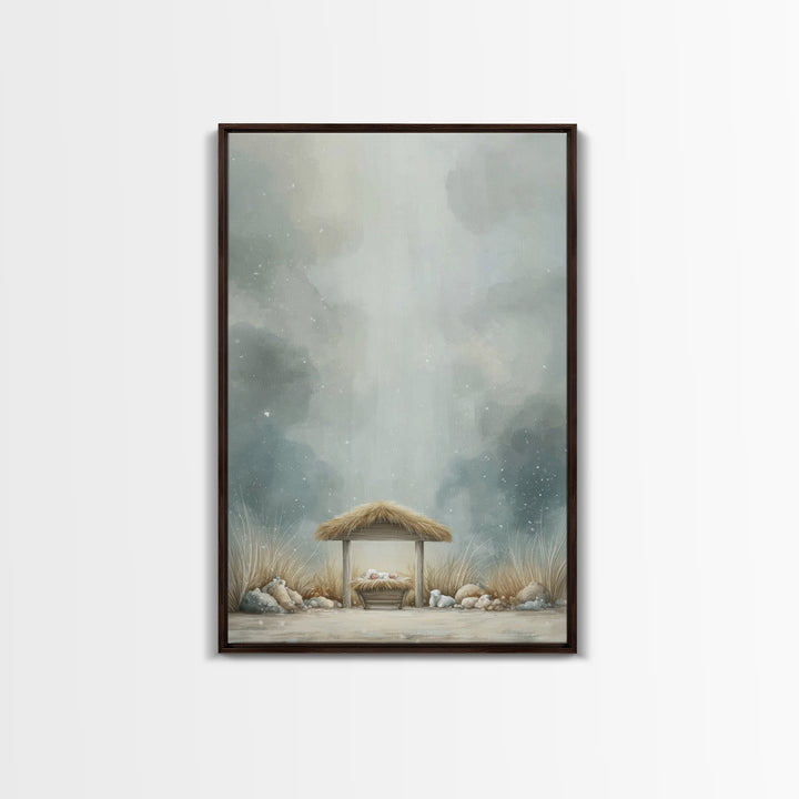 Heavenly Manger Light – Framed Canvas Print – Christian Wall Art – Christian Art Canvas – Christmas Art – Christian Decor – Jesus Art