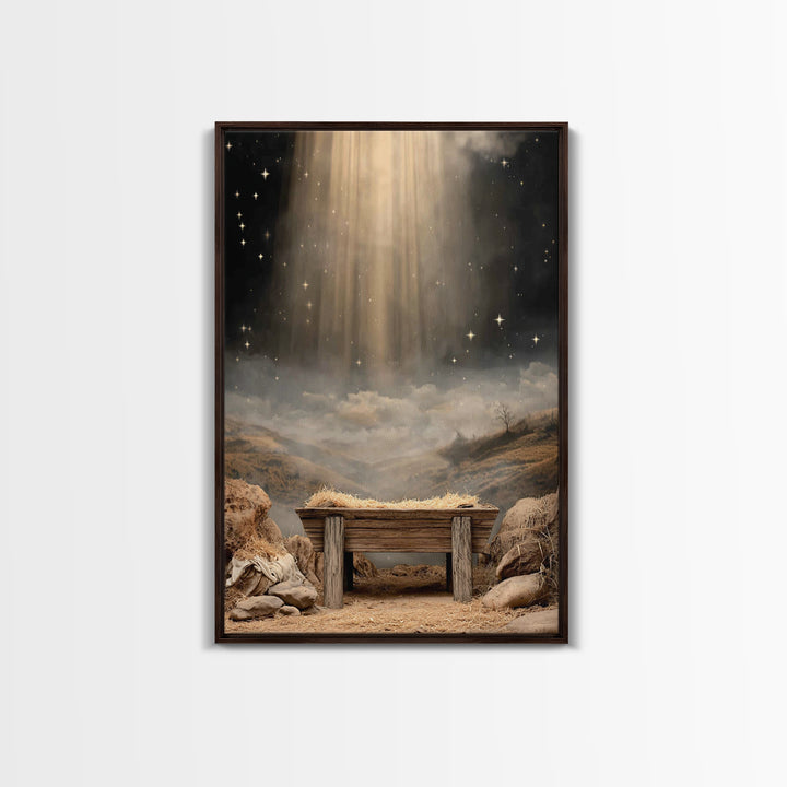 Star of Bethlehem Glow – Framed Canvas Print – Christian Art Canvas – Jesus Art – Christian Wall Art – Christmas Art – Christian Decor