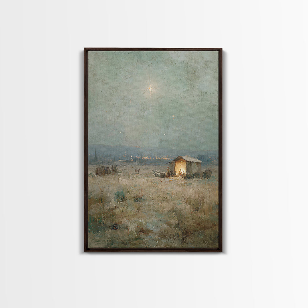 Holy Night Refuge – Framed Canvas Print – Christian Decor – Christian Art Canvas – Christian Wall Art – Jesus Art – Christmas Art