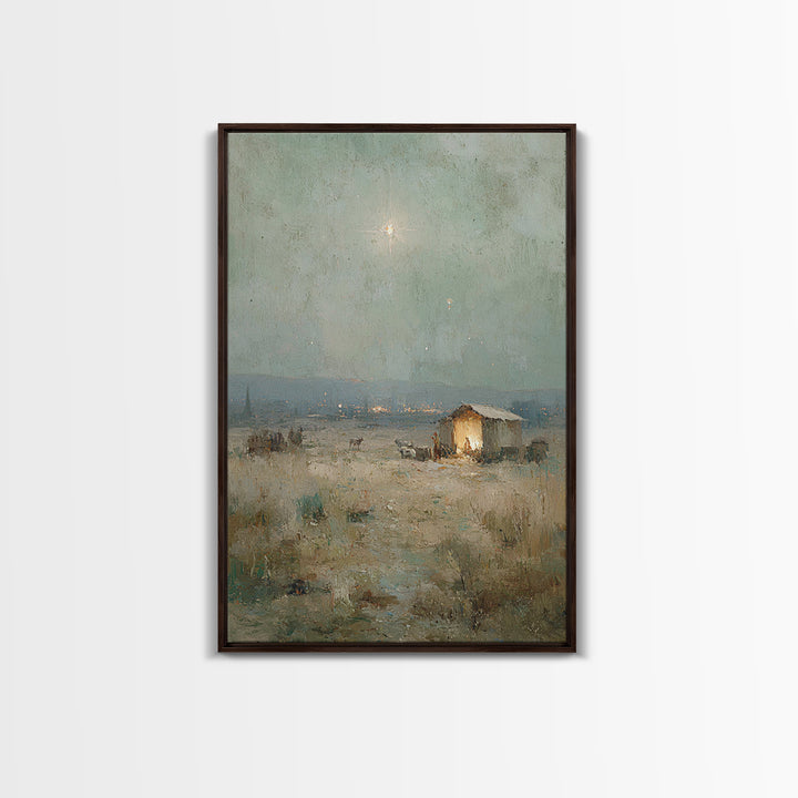 Holy Night Refuge – Framed Canvas Print – Christian Decor – Christian Art Canvas – Christian Wall Art – Jesus Art – Christmas Art