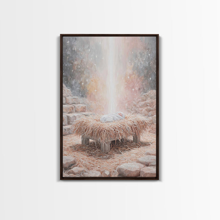 Sacred Night Hush – Framed Canvas Print – Jesus Art – Christian Decor – Christian Art Canvas – Christian Wall Art – Christmas Art