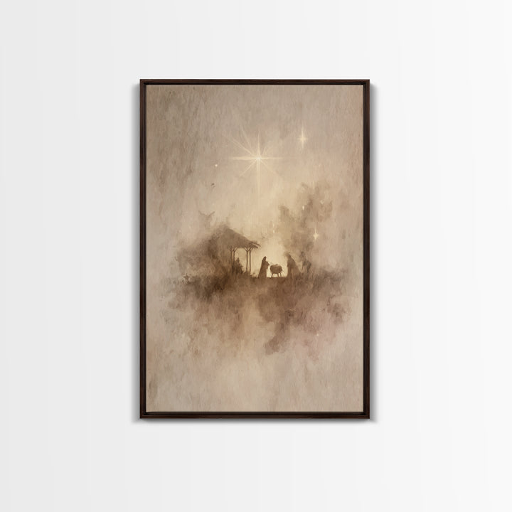 Adoration Starrise – Framed Canvas Print – Christmas Art – Christian Art Canvas – Christian Decor – Jesus Art – Christian Wall Art