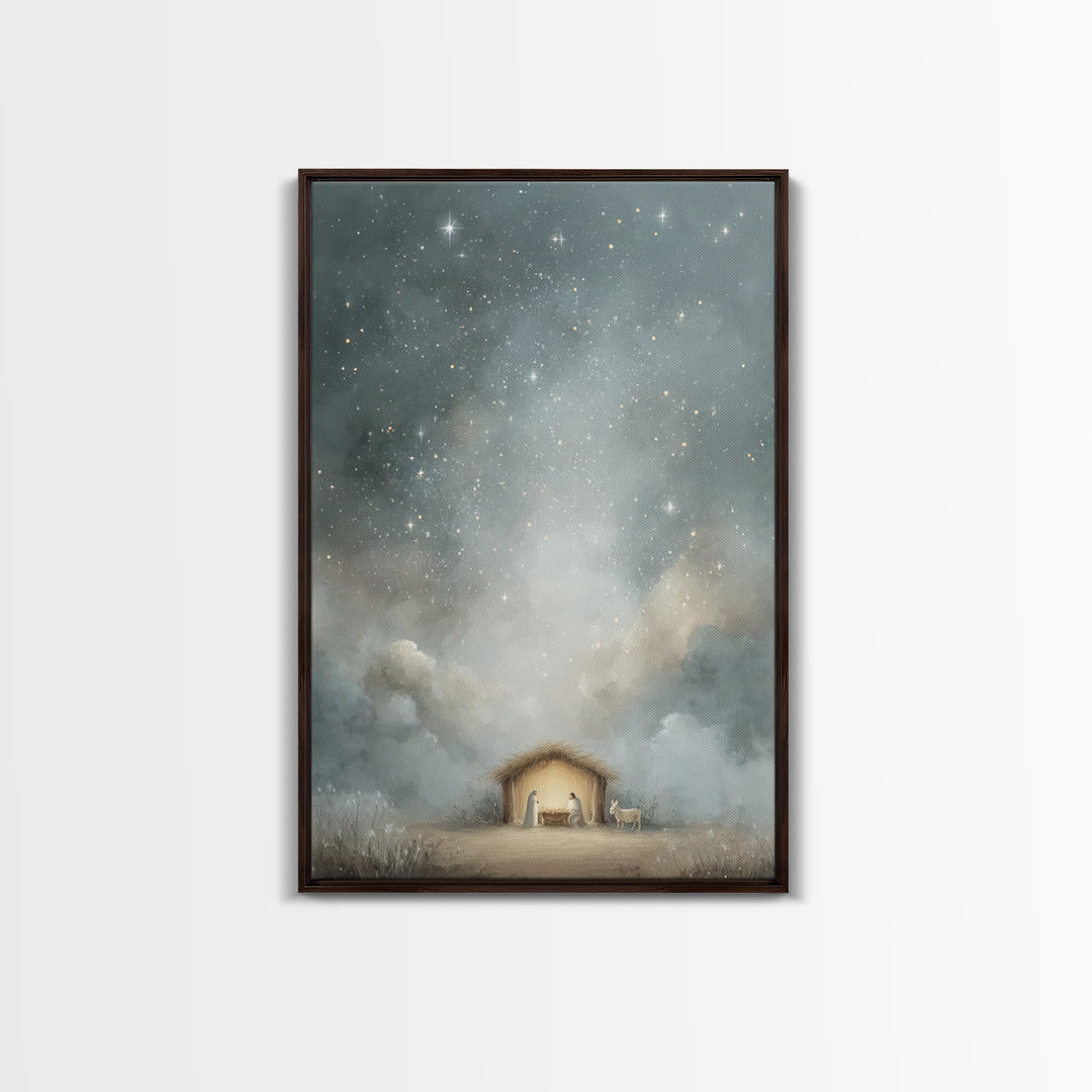 Silent Holy Sky – Framed Canvas Print – Jesus Art – Christian Wall Art – Christian Decor – Christian Art Canvas – Christmas Art