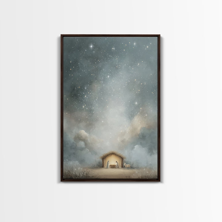 Silent Holy Sky – Framed Canvas Print – Jesus Art – Christian Wall Art – Christian Decor – Christian Art Canvas – Christmas Art