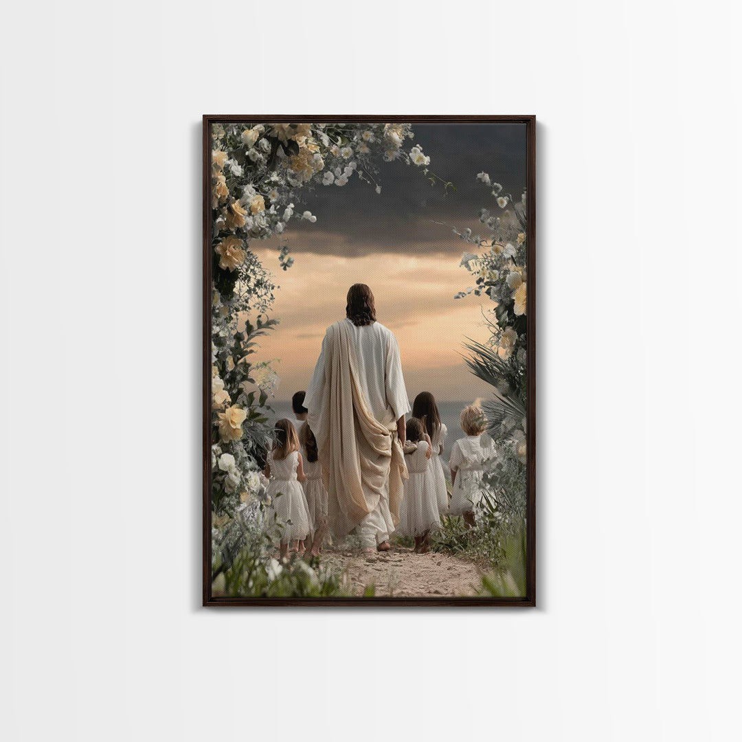 Heaven’s Gentle Walk – Framed Canvas Print – Jesus Painting – Christian Wall Art – Christian Art Canvas – Christian Decor – Christian Art