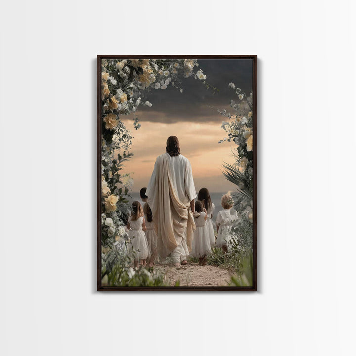 Heaven’s Gentle Walk – Framed Canvas Print – Jesus Painting – Christian Wall Art – Christian Art Canvas – Christian Decor – Christian Art