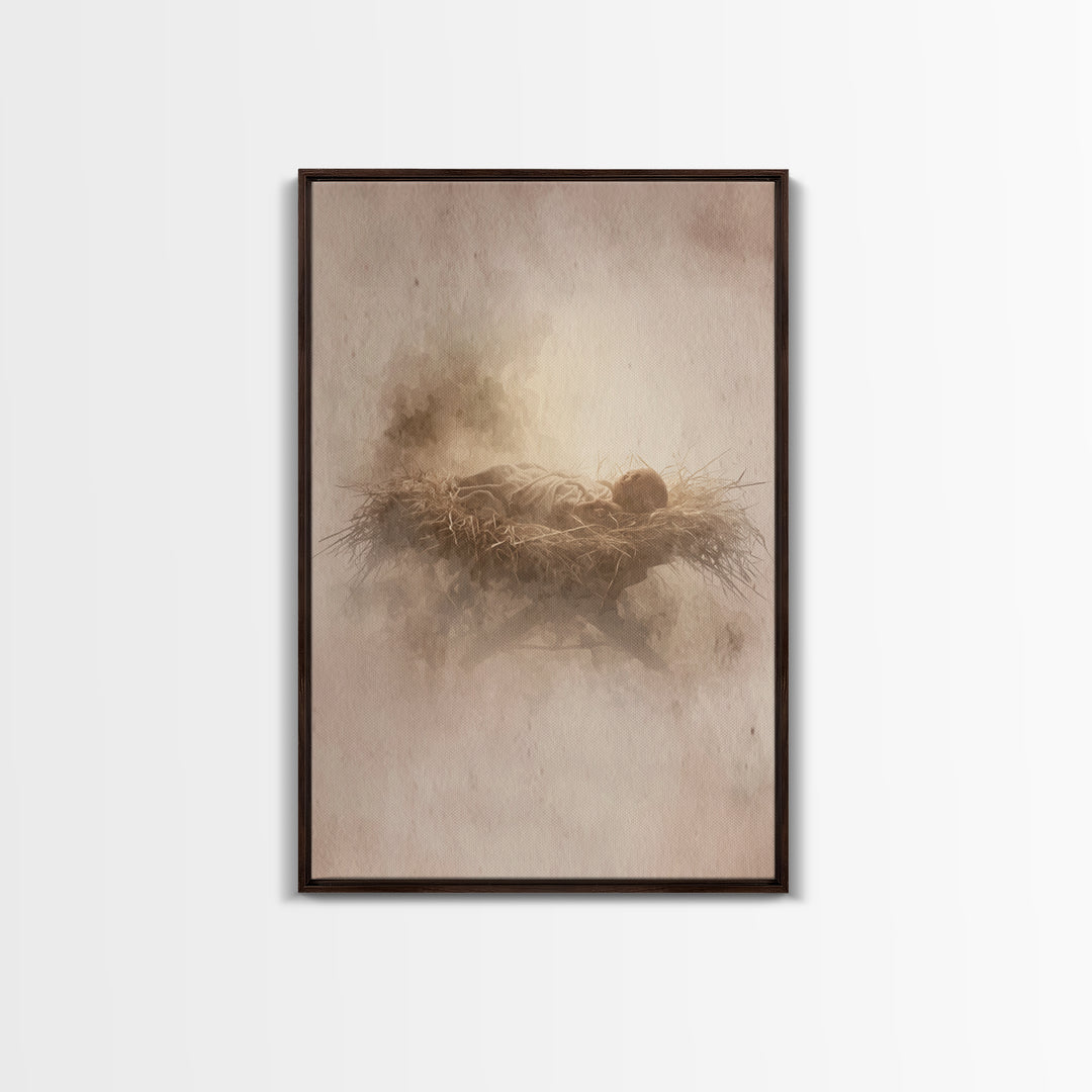 Manger Of Glory – Framed Canvas Print – Christian Christmas Art – Christian Art Canvas – Christian Wall Art – Jesus Painting – Christmas Ar