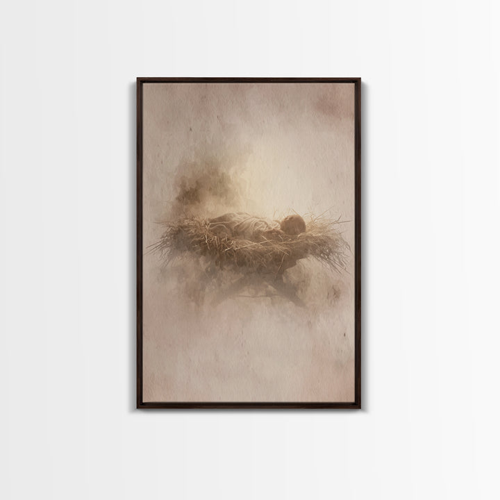 Manger Of Glory – Framed Canvas Print – Christian Christmas Art – Christian Art Canvas – Christian Wall Art – Jesus Painting – Christmas Ar