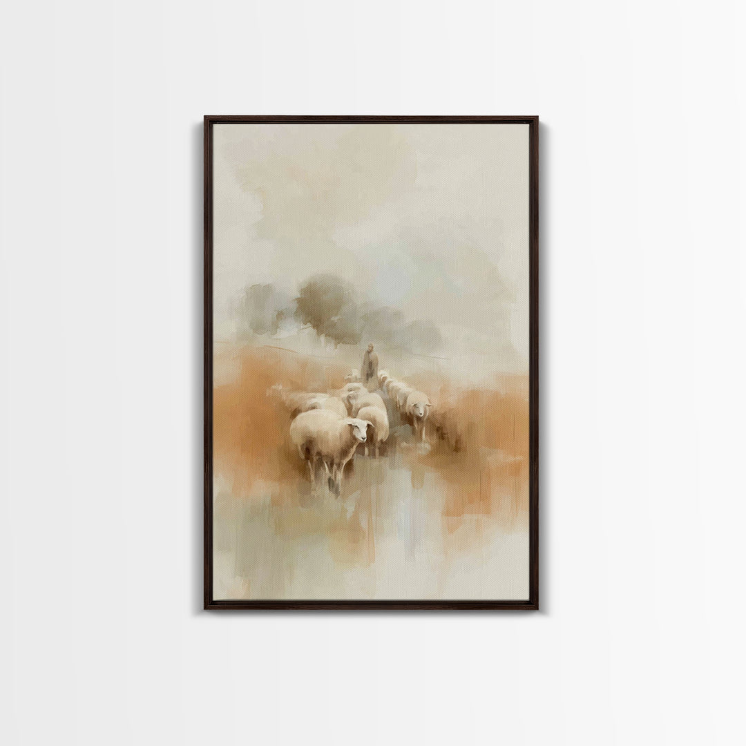Guardian Of The Flock | Framed Canvas Print | Jesus Painting | Christian Wall Art | Christian Art Canvas | Christian Decor | Christian Chri