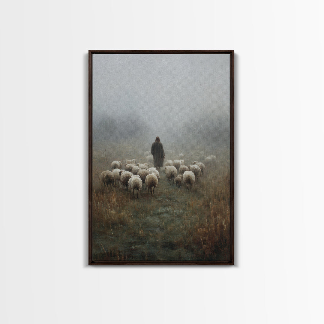 The Shepherd’s Road – Framed Canvas Print – Christian Art Canvas – Christian Wall Art – Jesus Painting – Moody Christian Art – Christian Gi