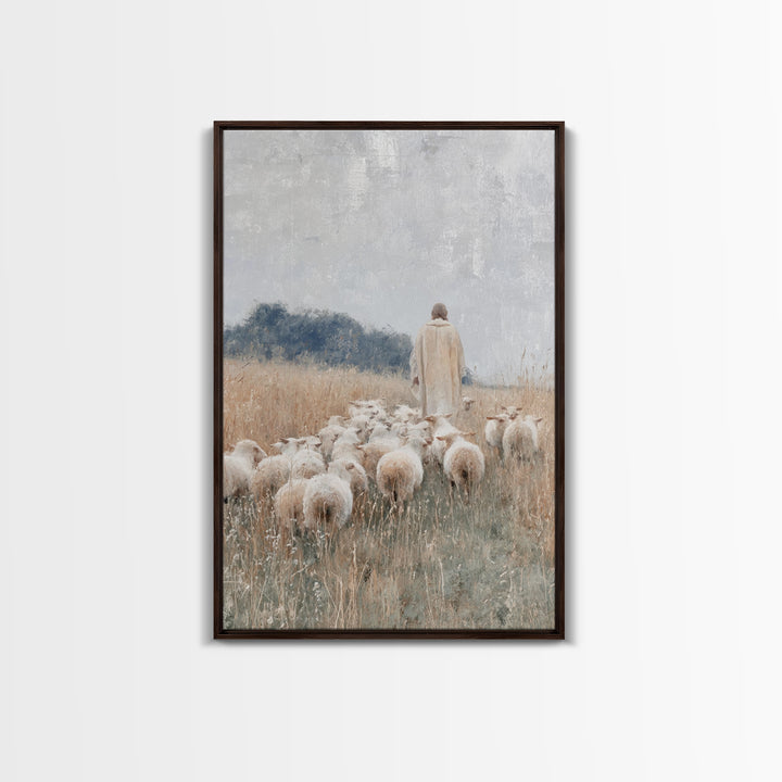 Shepherds Of Grace – Framed Canvas Print – Christian Wall Art – Modern Christian Painting – Jesus Art Print – Christian Decorations – Chris