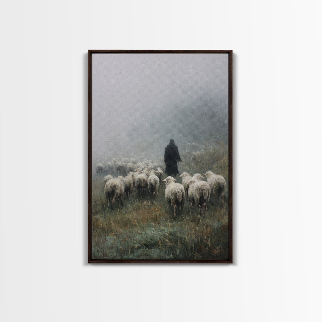 Still Pasture Calm, Framed Canvas Print, Christian Art Work, Large Christian Art, Jesus Painting, Christian Art Canvas, Christian Gift Idea