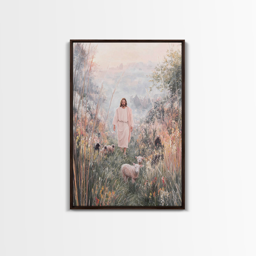 Dawn Shepherd Light, Framed Canvas Print, Christian Art Print, Jesus Art Print, Christian Wall Art, Unique Christian Art, Christian Christm