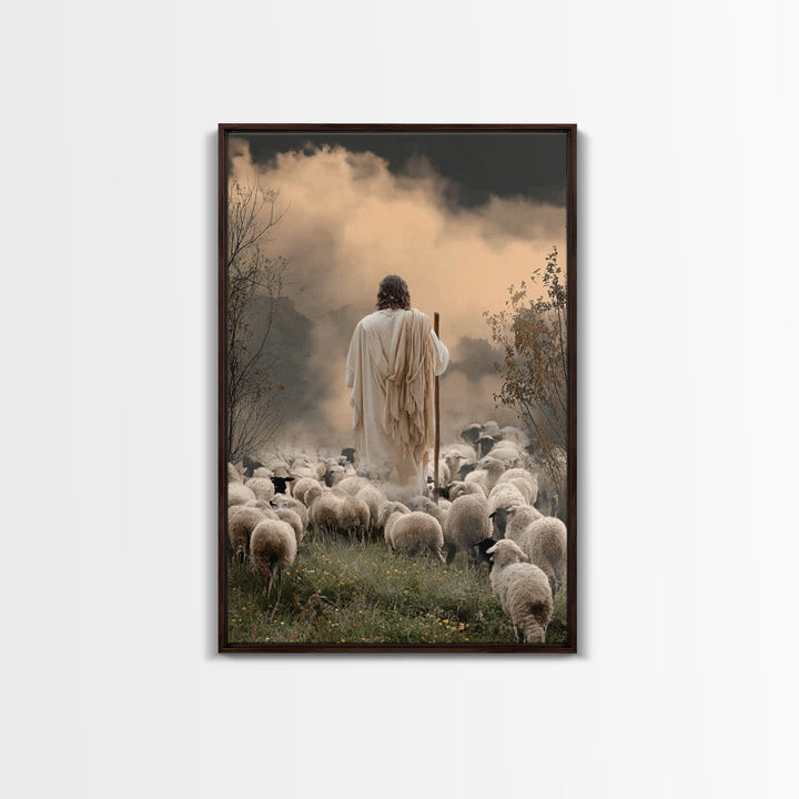 Shepherd Of Morning – Framed Canvas Print – Christian Decor For Home – Christian Art Canvas – Jesus Painting – Christian Wall Art – Christm