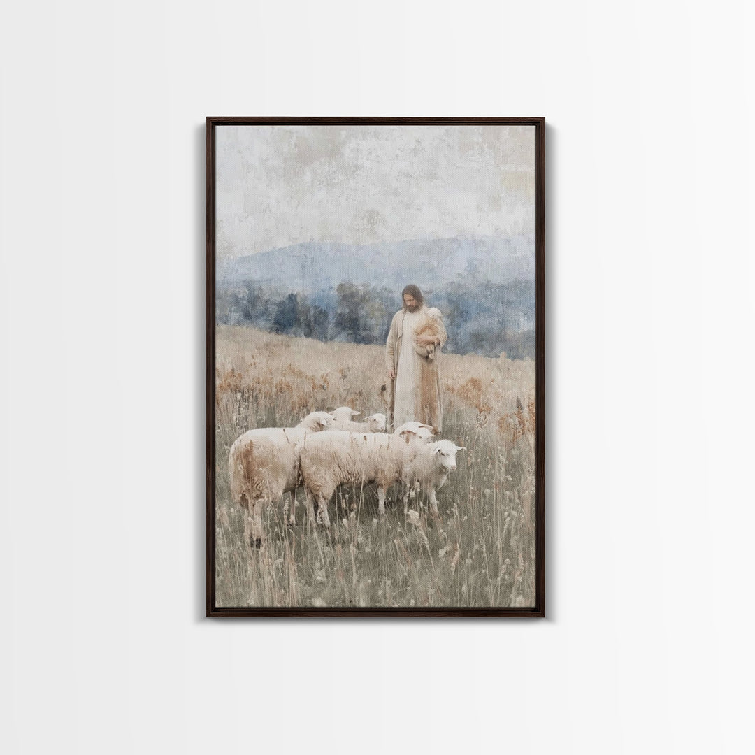 Shepherds Of Peace – Framed Canvas Print – Christian Wall Art – Jesus Painting – Christian Decor – Pastoral Scenery – Christian Art Canvas
