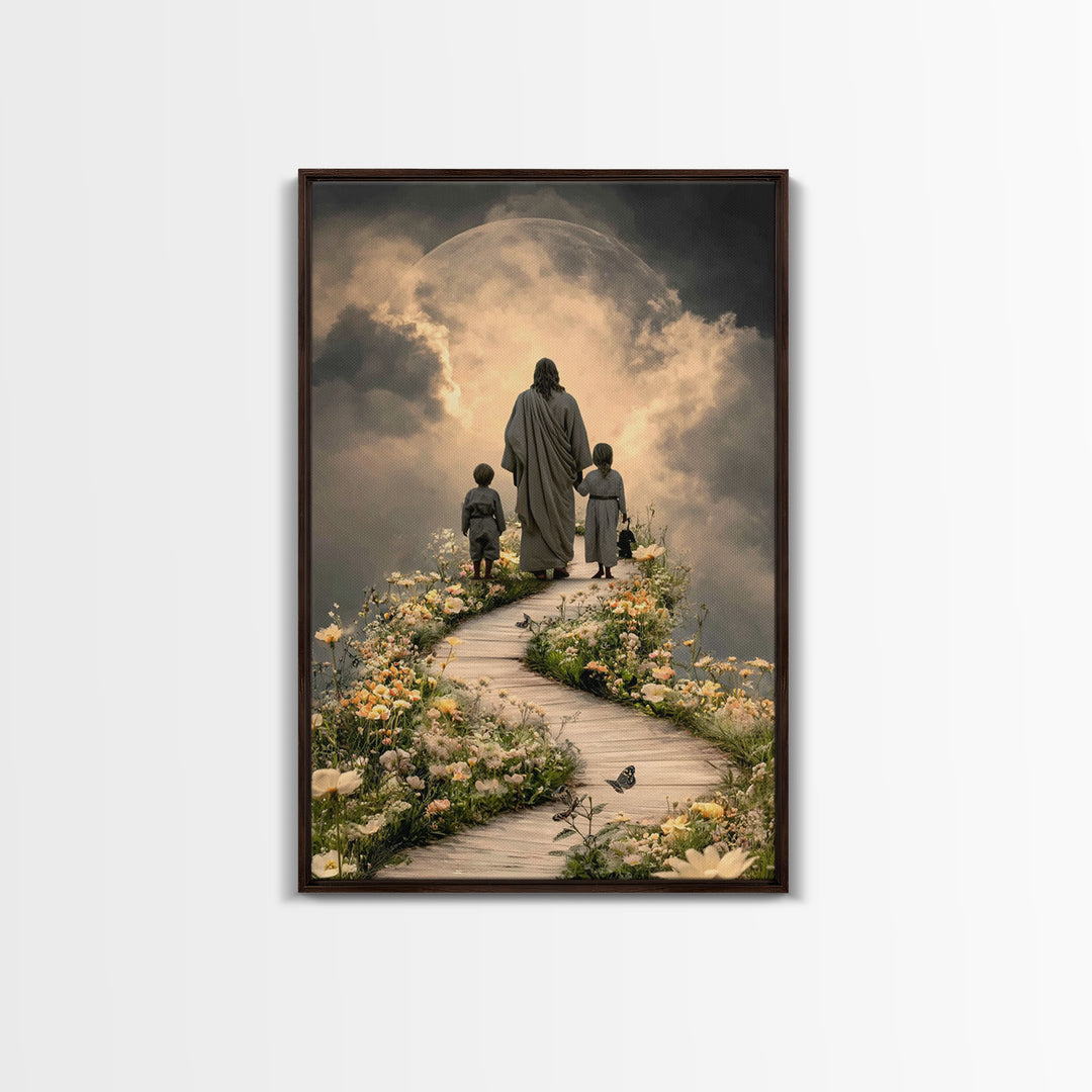 Pathway Of Light | Framed Canvas Print | Christian Wall Art | Jesus Painting | Christian Christmas Art | Christian Art Canvas | Christian D