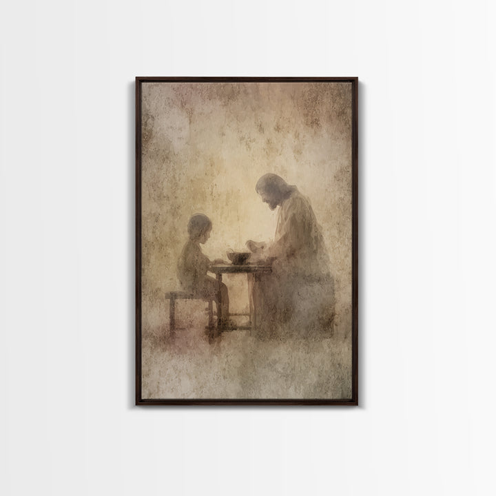 Quiet Communion – Framed Canvas Print – Christian Wall Art – Christian Art Canvas – Jesus Painting – Minimalist Christian Art – Christian D