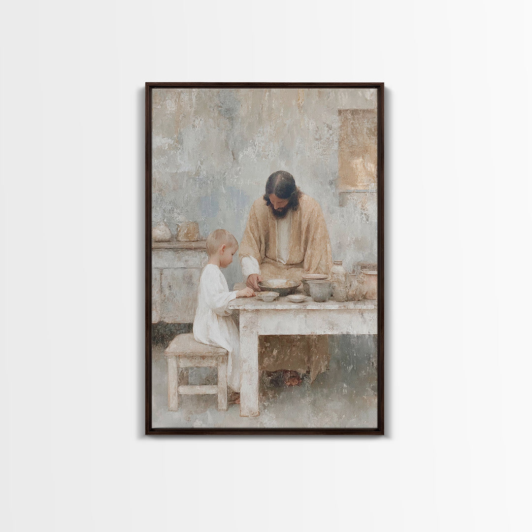Humble Teaching – Framed Canvas Print – Christian Wall Art – Christian Art Canvas – Jesus Painting – Vintage Christian Art – Christian Home