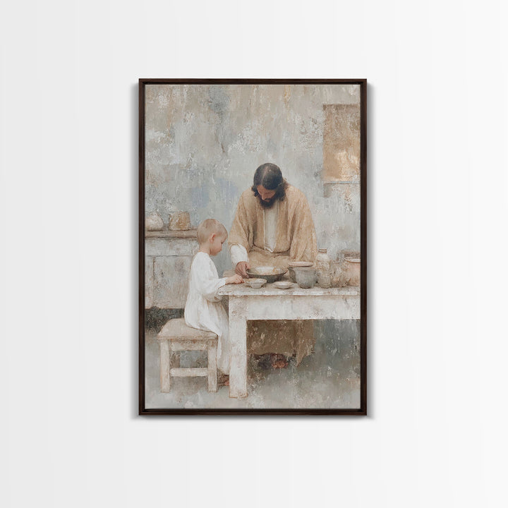 Humble Teaching – Framed Canvas Print – Christian Wall Art – Christian Art Canvas – Jesus Painting – Vintage Christian Art – Christian Home