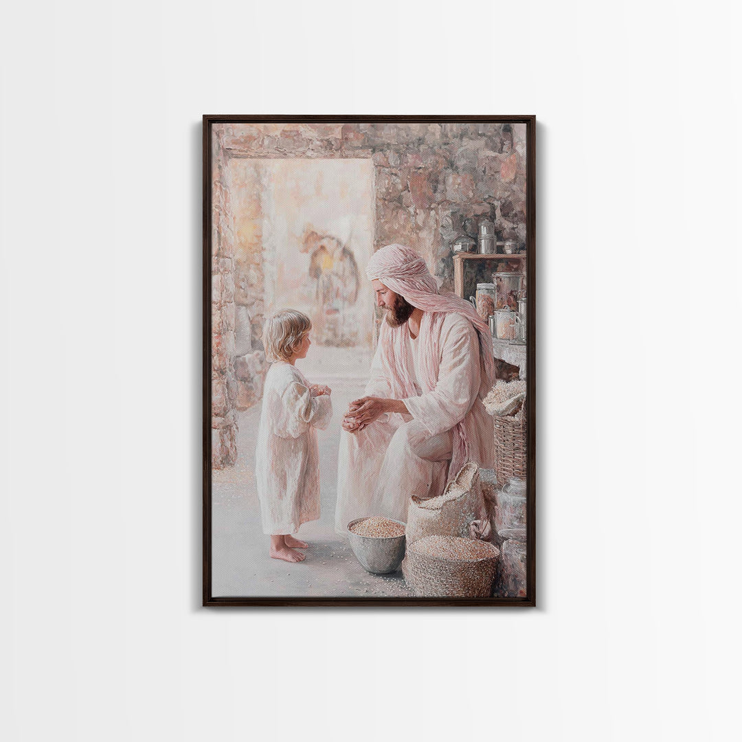 Gentle Provision – Framed Canvas Print – Christian Wall Art – Jesus Painting – Christian Art Canvas – Rustic Christian Art – Christian Deco