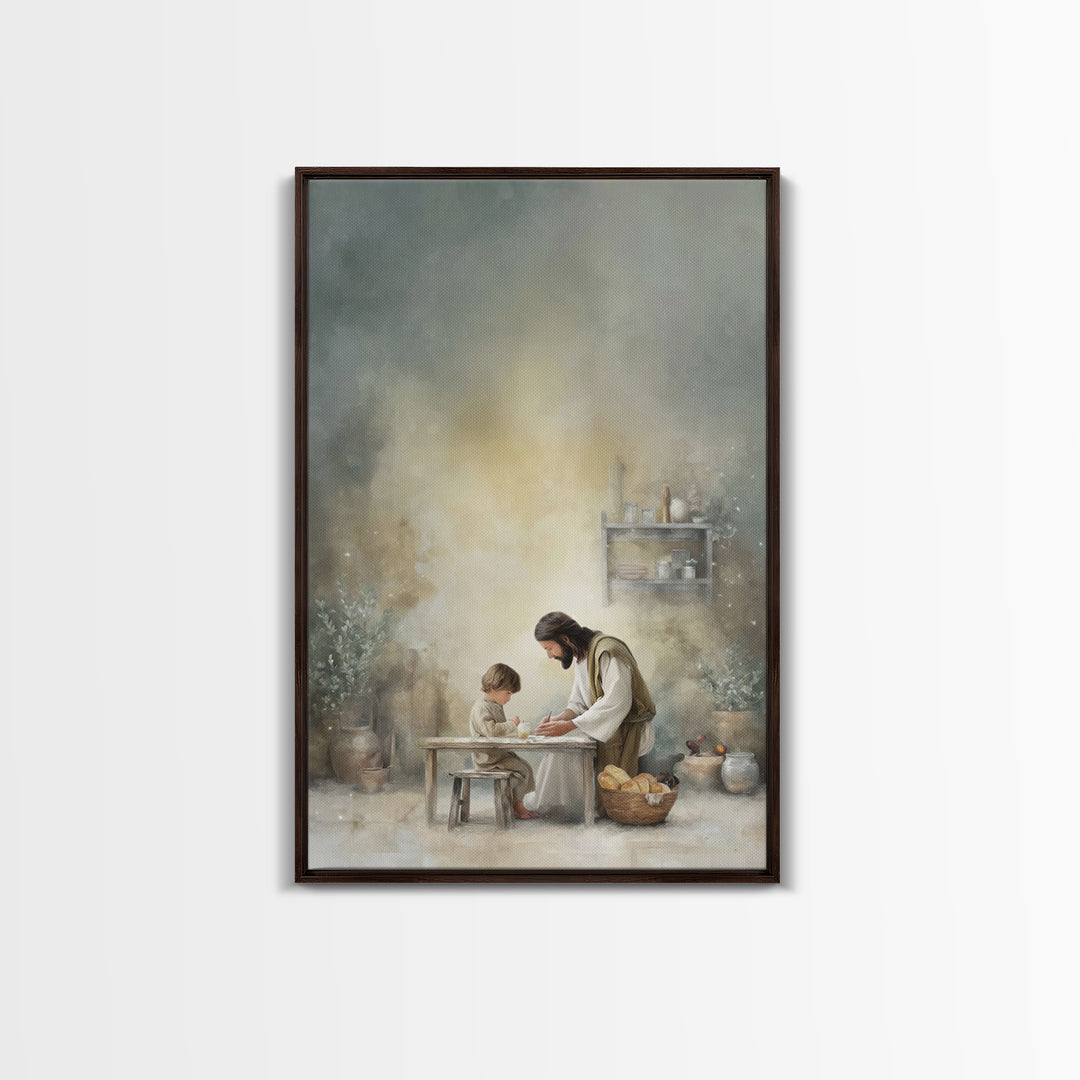 Sacred Learning – Framed Canvas Print – Christian Wall Art – Christian Art Canvas – Jesus Painting – Minimalist Christian Art – Christian G