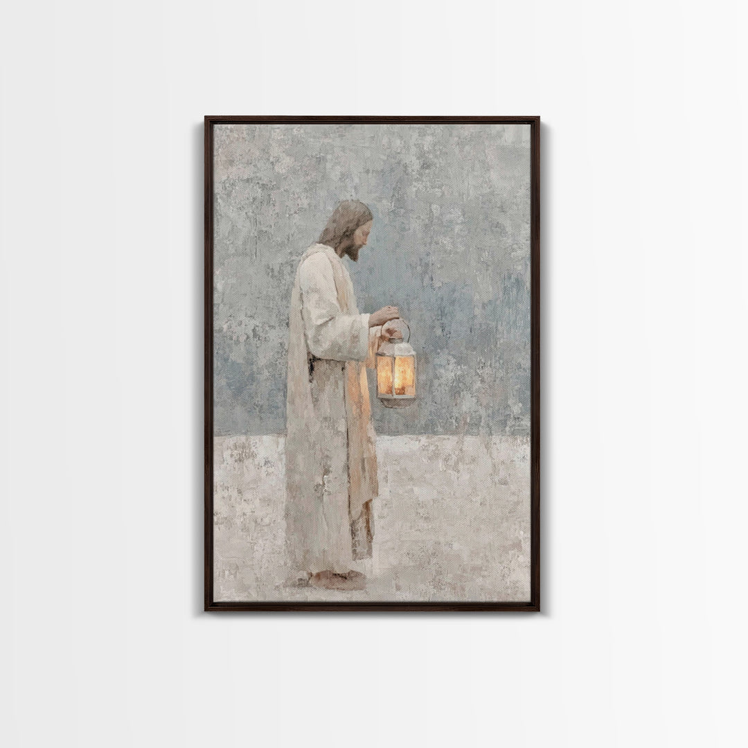 Soft Dawn Light – Framed Canvas Print – Christian Wall Art – Christian Art Canvas – Jesus Painting – Minimalist Christian Art – Christian D