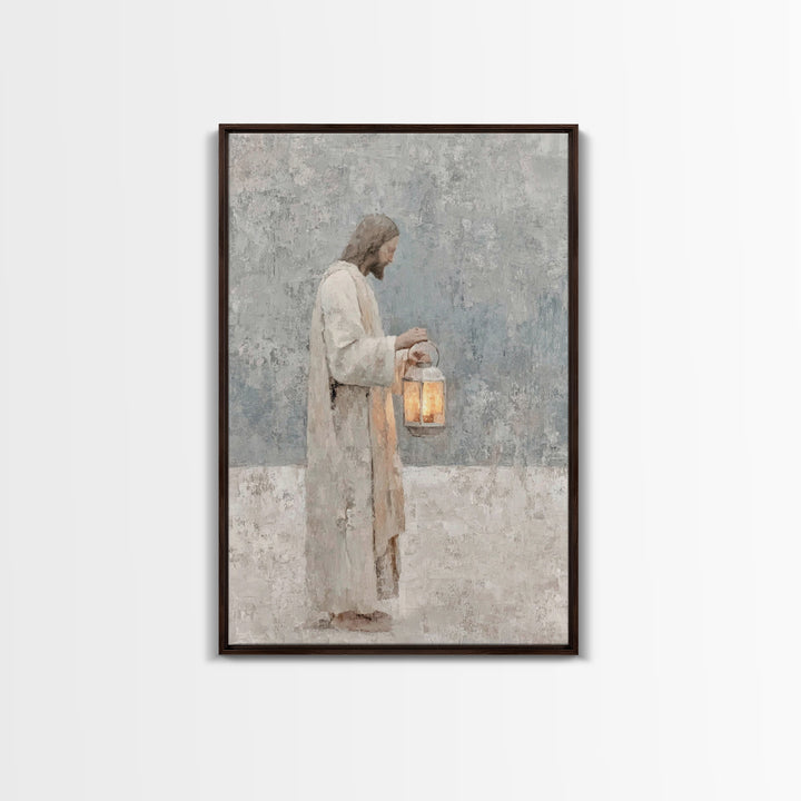 Soft Dawn Light – Framed Canvas Print – Christian Wall Art – Christian Art Canvas – Jesus Painting – Minimalist Christian Art – Christian D