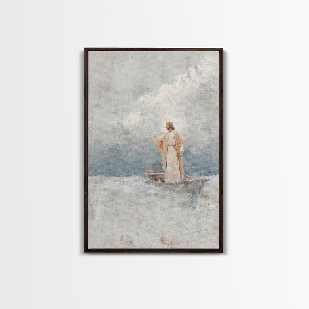 Master Of Seas – Framed Canvas Print – Christian Wall Art – Christian Art Canvas – Jesus Painting – Large Christian Art – Christian Decorat