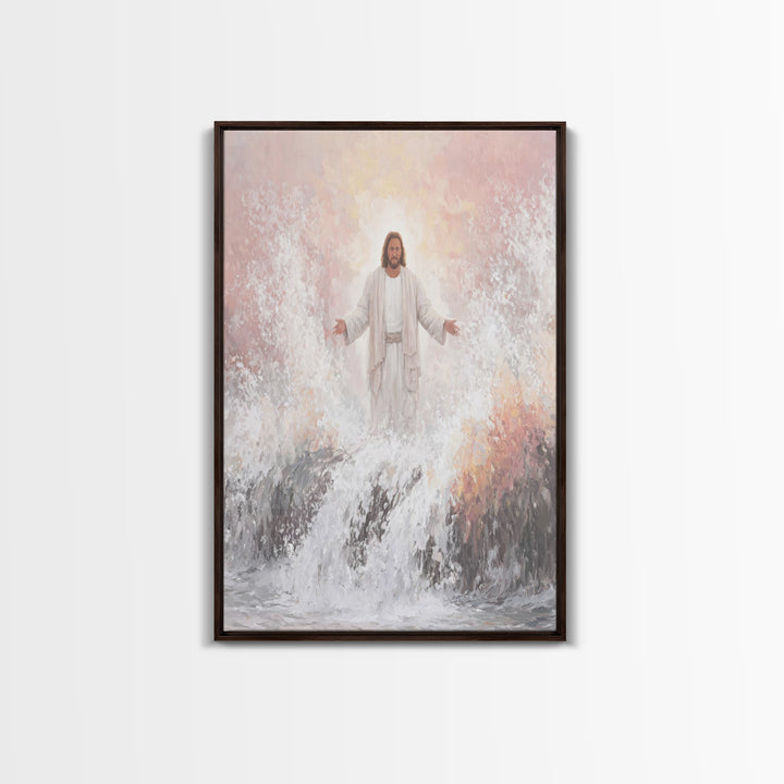 Waves Of Grace – Framed Canvas Print – Christian Wall Art – Jesus Painting – Christian Art Canvas – Christian Christmas Art – Modern Christ