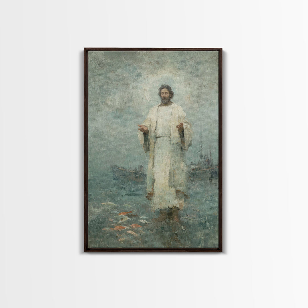 Divine Calling – Framed Canvas Print – Christian Wall Art – Christian Art Canvas – Jesus Painting – Vintage Christian Art – Christian Art W