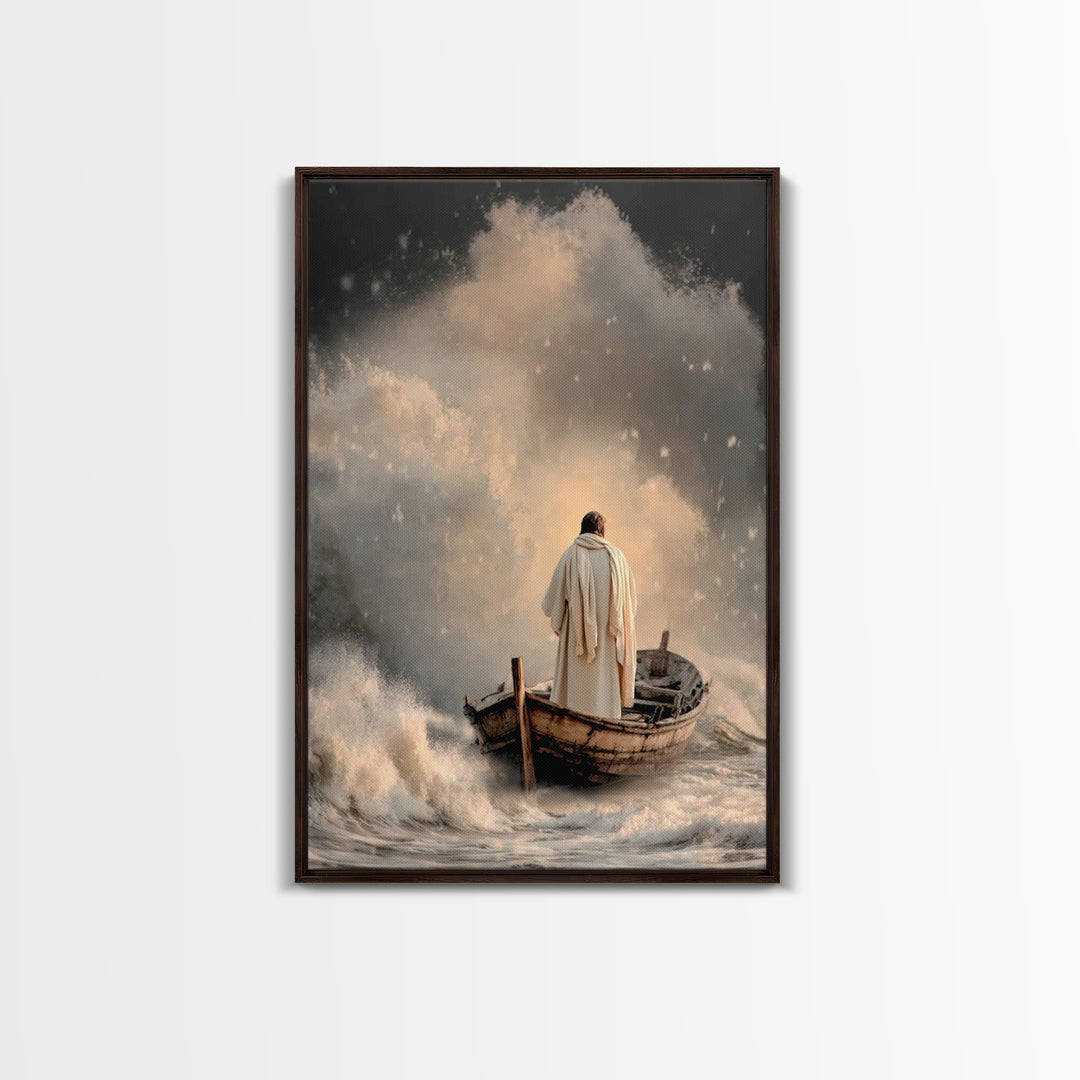 Stormfront Messiah – Framed Canvas Print – Christian Wall Art – Jesus Painting – Modern Christian Art – Christian Decor – Christmas Art