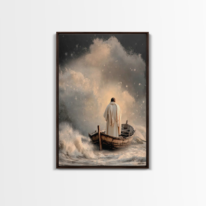 Stormfront Messiah – Framed Canvas Print – Christian Wall Art – Jesus Painting – Modern Christian Art – Christian Decor – Christmas Art