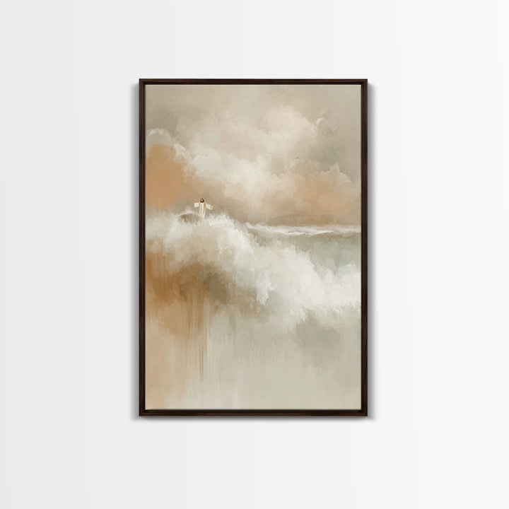 Divine Stillness, Framed Canvas Print, Christian Art Print, Jesus Canvas Art, Subtle Christian Art, Christian Wall Art, Christmas Art Print