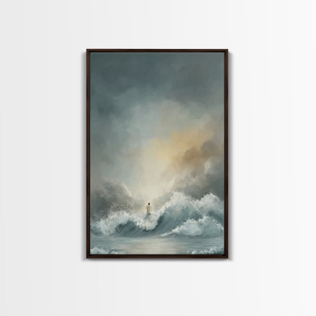 Silent Redeemer | Framed Canvas Print | Christian Wall Art | Jesus Christmas Art | Christian Art Work | Modern Christian Painting | Christi