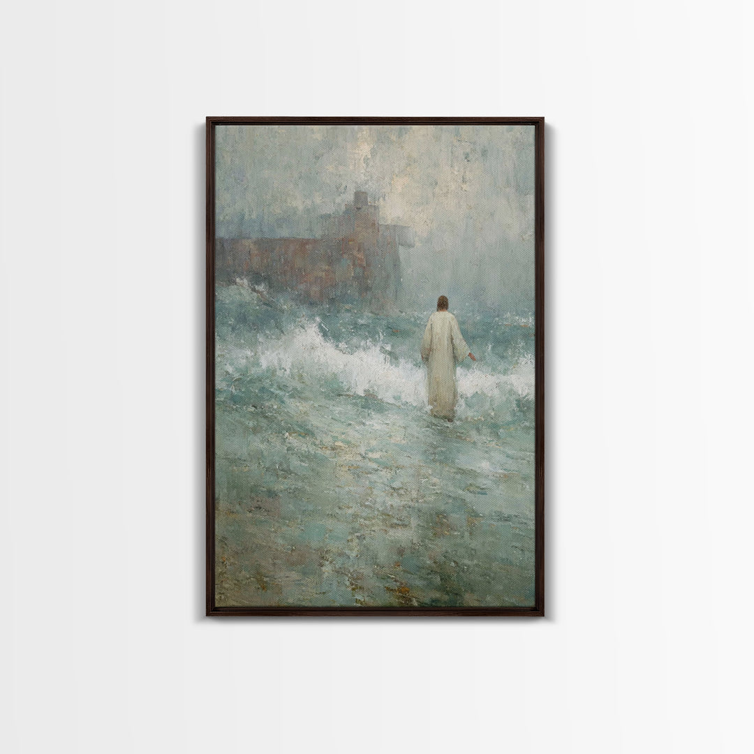 Heavenly Calm, Framed Canvas Print, Christian Decorations, Jesus Painting Canvas, Moody Christian Art, Large Christian Art, Christmas Art F