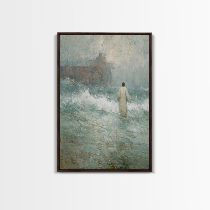 Heavenly Calm, Framed Canvas Print, Christian Decorations, Jesus Painting Canvas, Moody Christian Art, Large Christian Art, Christmas Art F