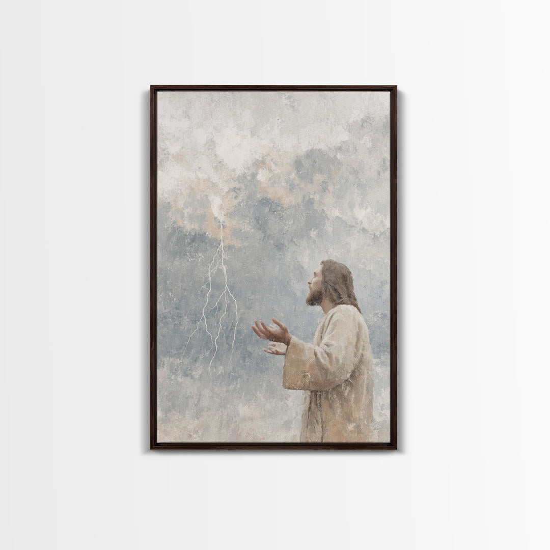 Stormward Prayer – Framed Canvas Print – Christian Decor – Jesus Painting Canvas – Christian Art Work – Modern Christian Art – Christmas Ar