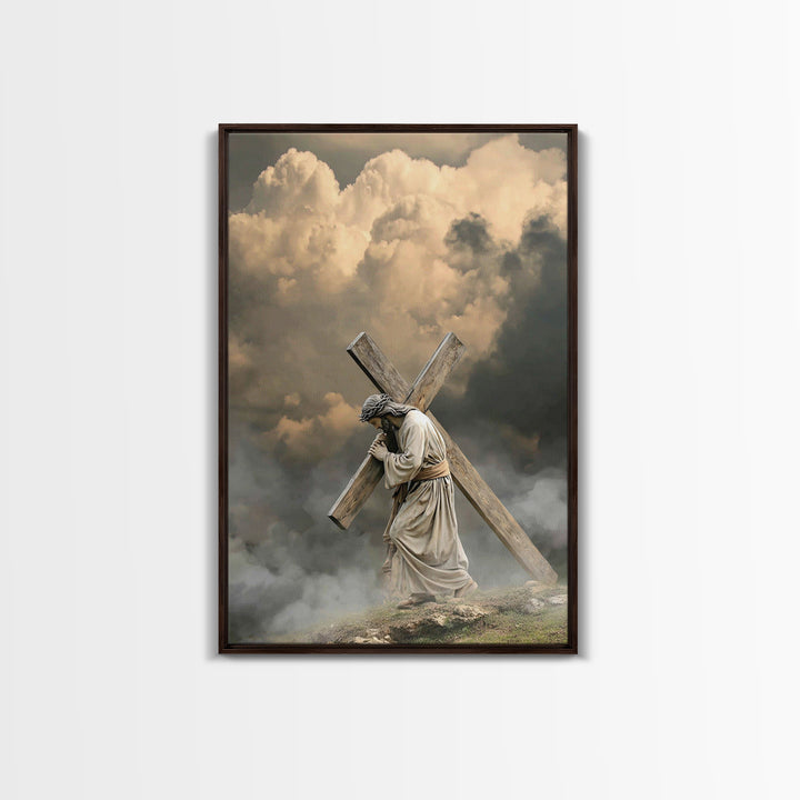 Enduring Savior – Framed Canvas Print – Large Jesus Painting – Christian Art – Christian Wall Art – Moody Christian Art – Christian Christm