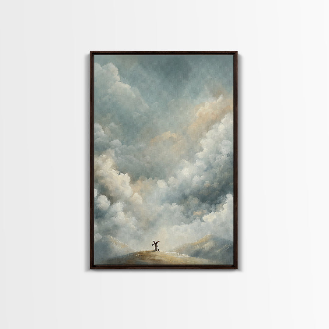 Clouds of Promise | Framed Canvas Print | Christian Art Canvas | Christian Wall Art | Jesus Painting | Modern Christian Art | Christian Dec