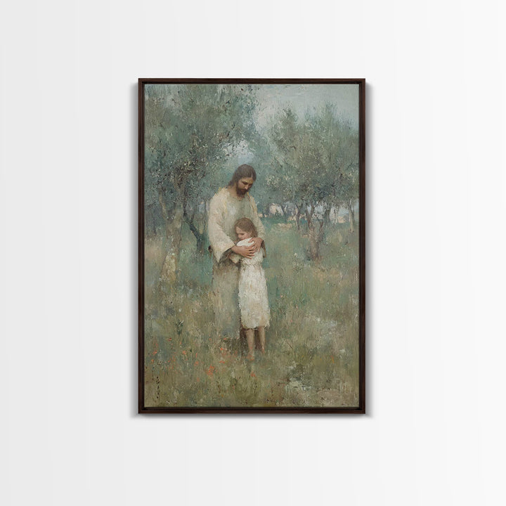 The Loving Shelter | Framed Canvas Print | Jesus Painting | Christian Wall Art | Christian Art Print | Modern Christian Art | Christian Gif
