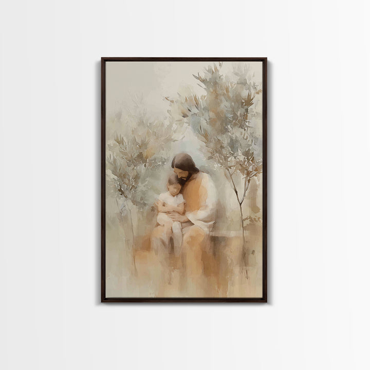 Autumn Embrace – Framed Canvas Print – Christian Art Canvas – Jesus Wall Art – Christian Paintings – Christian Decorations – Moody Christia
