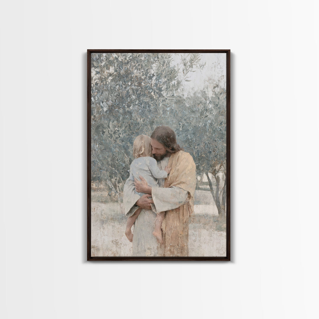 The Father’s Hold, Framed Canvas Print, Jesus Canvas Art, Christian Wall Art, Realistic Jesus Painting, Christian Decor For Home, Christian