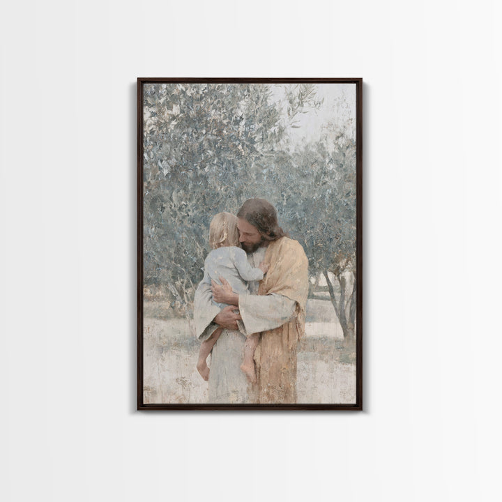 The Father’s Hold, Framed Canvas Print, Jesus Canvas Art, Christian Wall Art, Realistic Jesus Painting, Christian Decor For Home, Christian