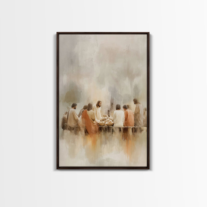 Sacred Supper Light – Framed Canvas Print – Christian Art Print – Jesus Canvas Art – Christian Wall Art – Large Christian Painting – Christ