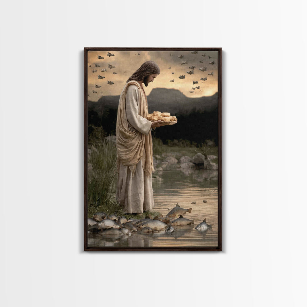 Miracle of Provision | Framed Canvas Print | Jesus Art Canvas | Christian Painting | Christian Wall Art | Modern Christian Painting | Chris