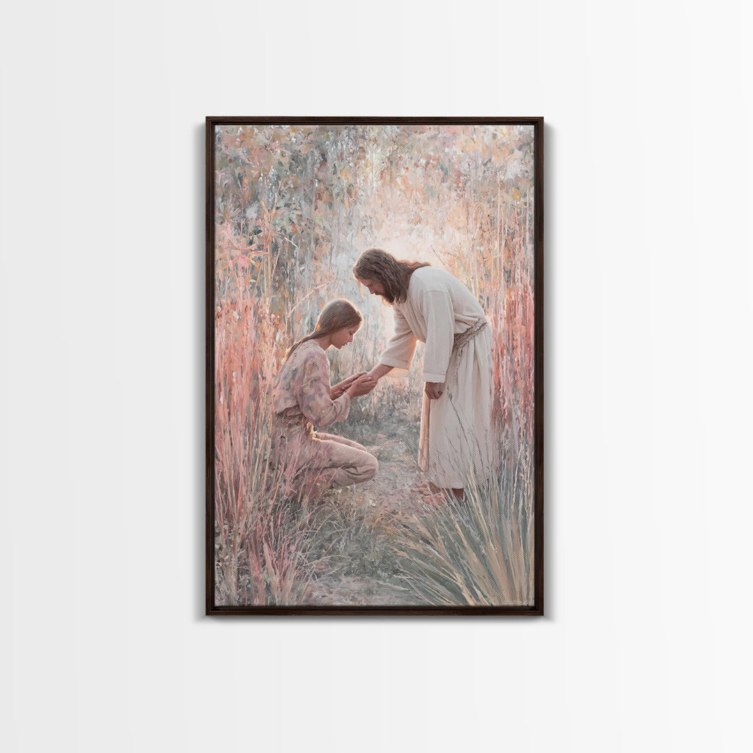 Path of Healing, Framed Canvas Print, Christian Art Canvas, Jesus Painting, Christian Wall Art, Christian Art Print, Modern Christian Art